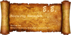 Bozsity Benedek névjegykártya